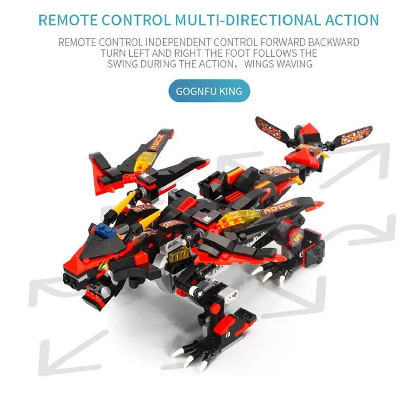 

433PCS 2.4G Remote Control Dinosaur Building Block Electric RC Animal Building Kit Practical Assemble Toys For Boys