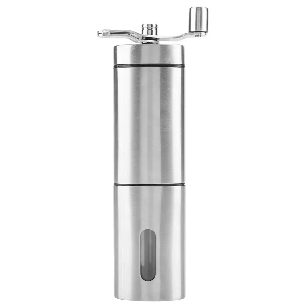 Crocus Portable Coffee Bean Grinder Stainless Steel Manual Mill Silver Burr