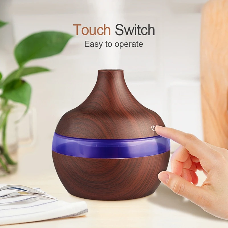 Usb 300Ml Aroma Humidifier Aromatherapy Wood Grain 7 Color Led Lights Electric Aromatherapy Essential Oil Aroma Diffuser