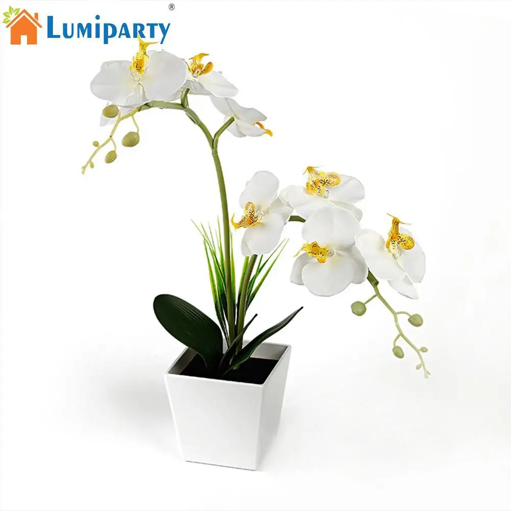 

LumiParty 9LEDs Simulate Phalaenopsis Pot Lamp with White Petals Light LED Flower Night Light Home Office Table Decoration