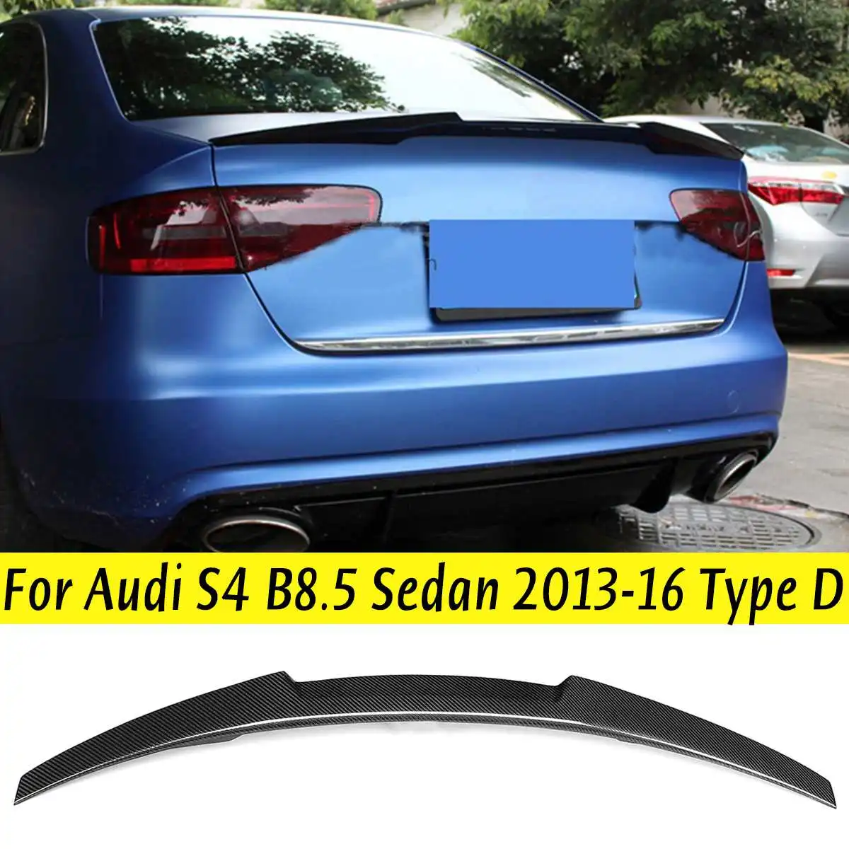 

For Audi S4 B8.5 Sedan 2013 2014 2015 2016 M4 Style Full Real Carbon Fiber Material Rear Trunk Spoiler Wing Lip