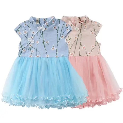 

Cheongsam Style Kid Baby Girl Dress Princess Flower Party Wedding Pageant Tutu Dresses Clothes