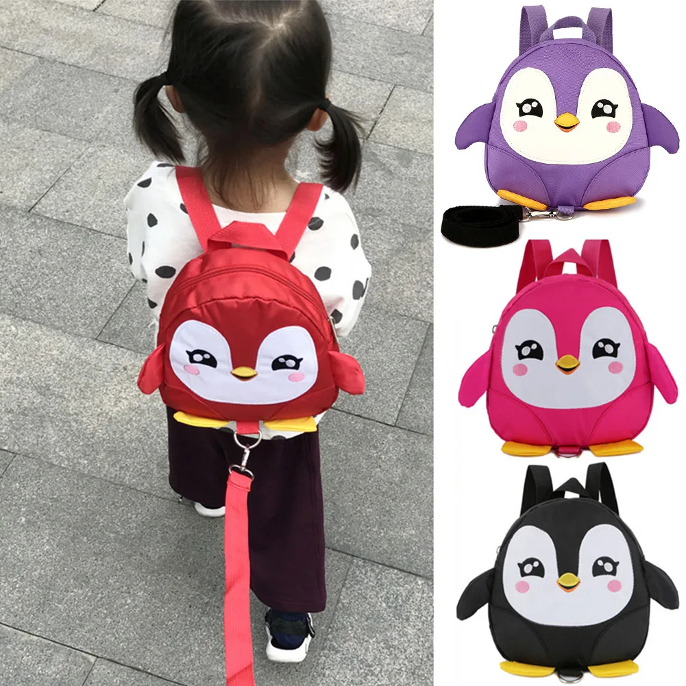 

Anti Lost Toddle Children Kids Backpack Cute Cartoon Safety Backpack Adjustable Strap Zipper Gift With Reins Penguin Rucksack~