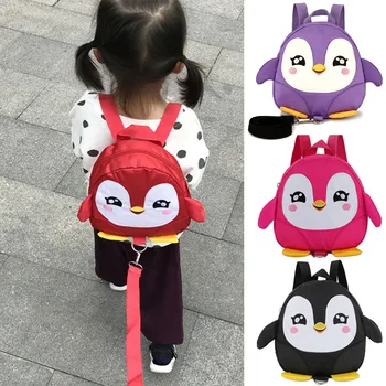 

Anti Lost Toddle Children Kids Backpack Cute Cartoon Safety Backpack Adjustable Strap Zipper Gift With Reins Penguin Rucksack~