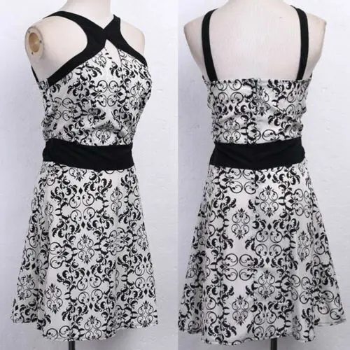 

Summer Dresses HOT Summer Women Retro Print Strap Dress Sexy Sleeveless Backless High Waist Short Mini Dress