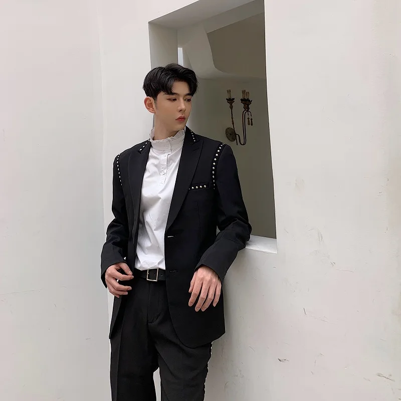Men's Casual Pants 2019 Spring New Repair Tide Body Trousers Youth Popular Rivet Nine Pants Black Youth Casual Men's Clothing