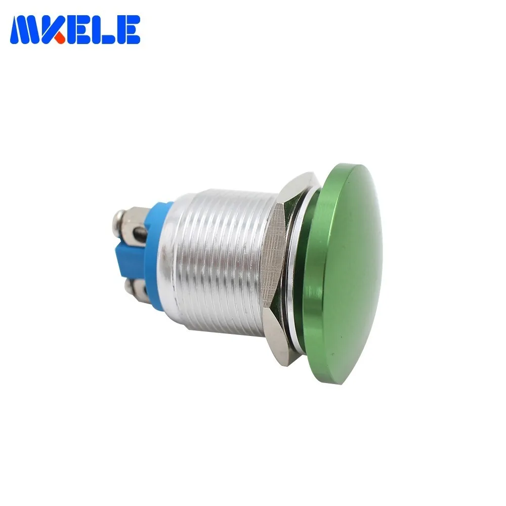 

Makerele Mushroom Head Push Button Switch 2A Copper 19mm IP65 Momentary Stainless Steel Green 1NO Free Shipping