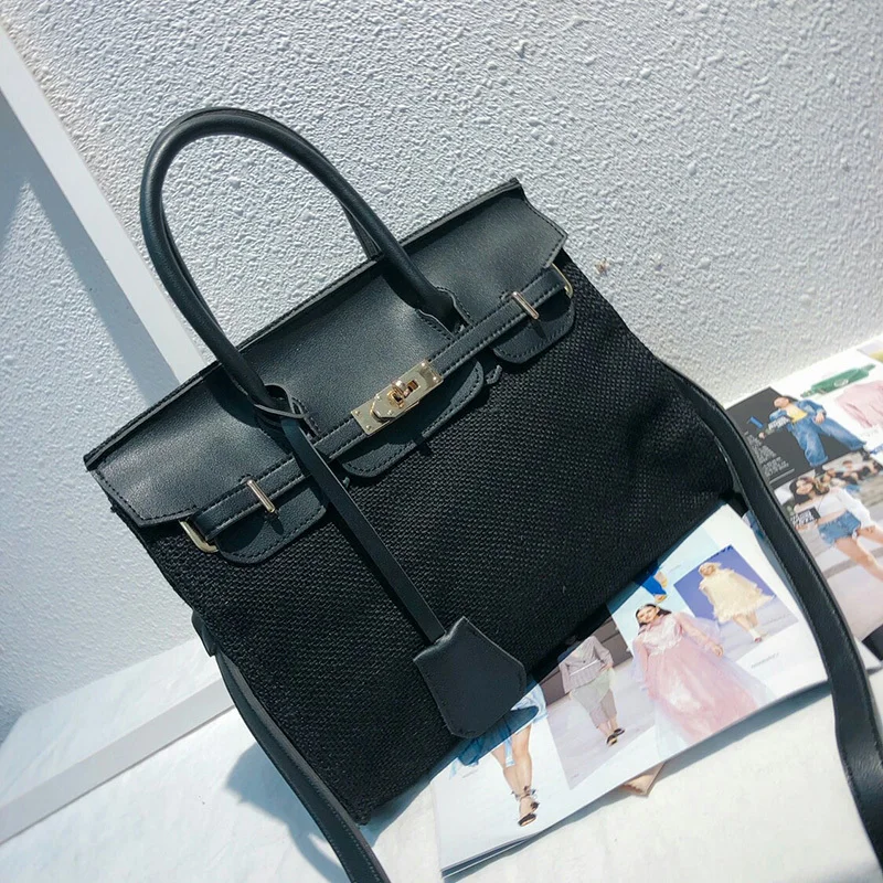 

[Super Seabob] 2019 Spring Summer Woman New Khaki Color Single Strap High Capacity Spliced Leather Shoulder Bag All Match LM222