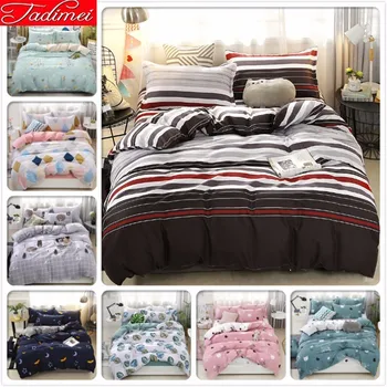 

Colorful Stripe Duvet Cover 3/4 pcs Bedding Set Adult Kids Child Soft Cotton Bed Linen Single Full Queen King Big Size Bedspread