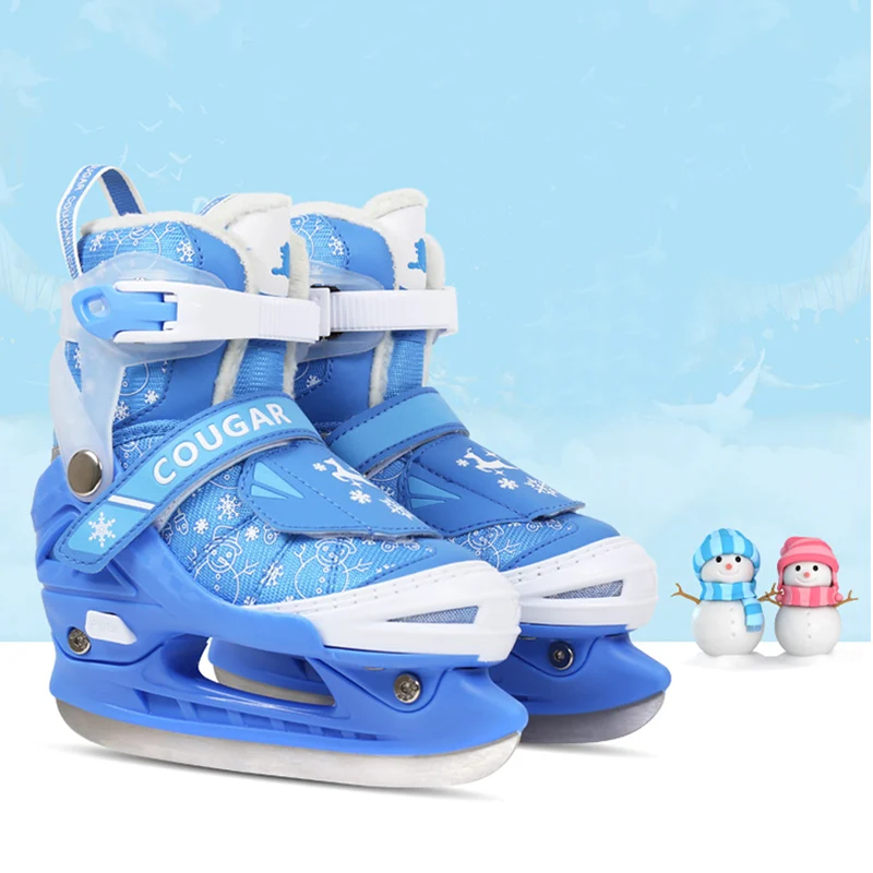 NEW 1 Pair Children Beginner Ice Hockey Blade Skates Shoes Adjustable