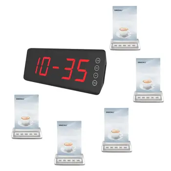 

SINGCALL Wireless Calling System 1 screen fixed receiver and 5 waterproof call button with 5 options key buttons, white color