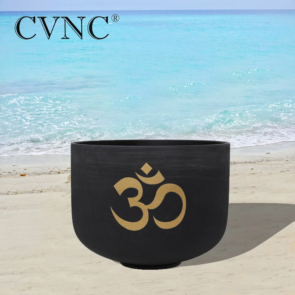 

CVNC 8" Note C/D/E/F/G/A/B Black Colored Chakra Quartz Crystal Singing Bowl OM