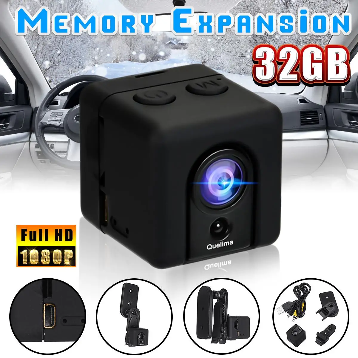 

Quelima SQ20 Mini Camera Car DVR Recorder 1080P Full HD Sports Camera