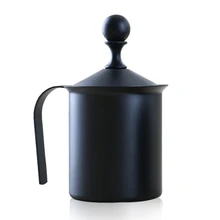 TOD-Batedor de Leite quente Bomba de Mão Manual de Aço Inoxidável Duplo Malha Leite Café Creamer Espuma Frothing Pitcher Bomba de Espuma foamer