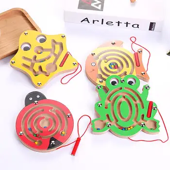 

Mini Magnetic Pen Driving Wooden Bead Maze Magnet Labyrinth For Children 3 Years And Up Perfect Xmas Christmas Gift Fish 1Pc New