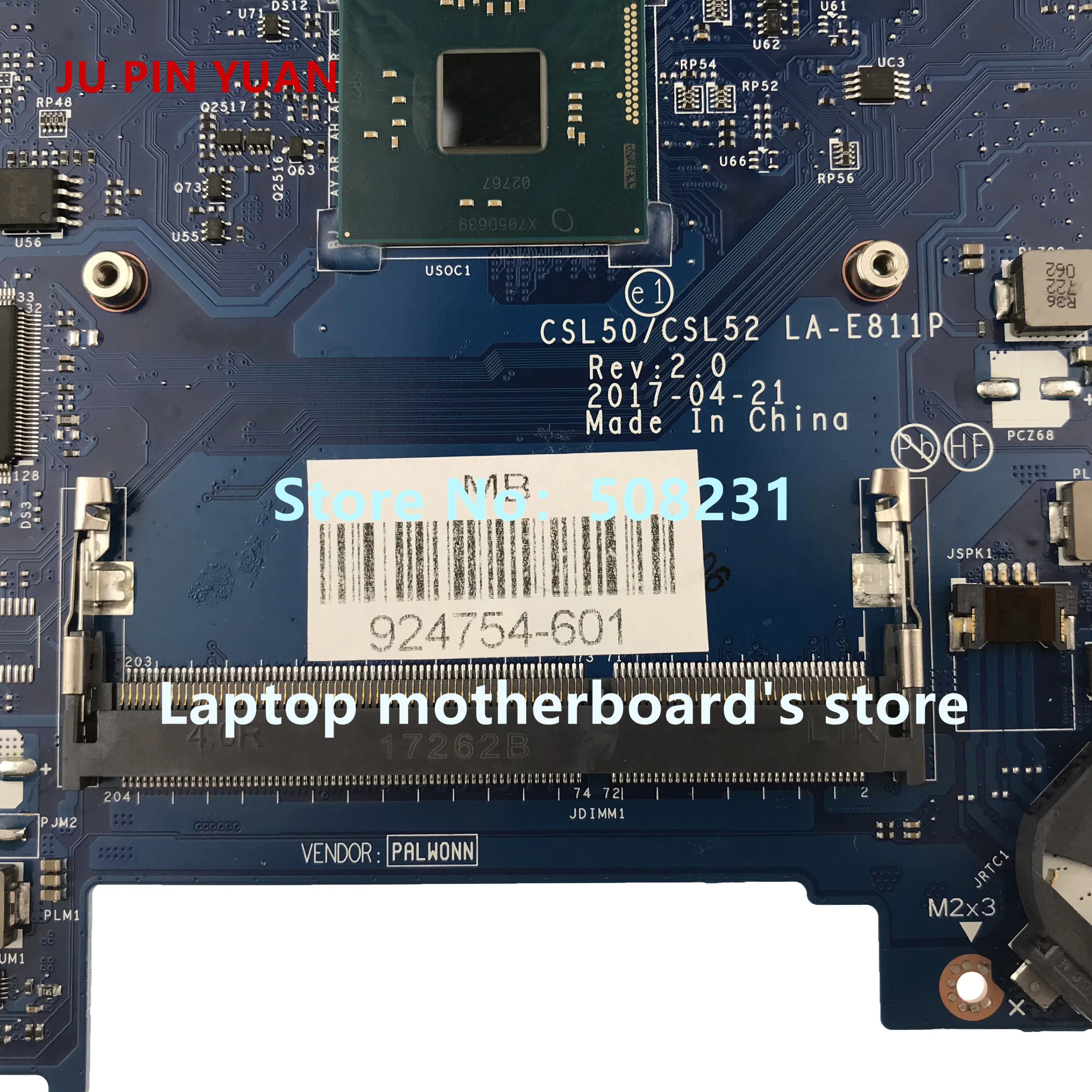 جو دبوس يوان 924754-601 CSL50/CSL52 LA-E811P اللوحة ل كمبيوتر محمول HP 15-BS020WM 15-BS اللوحة المحمول PentN3710 اختبار بالكامل