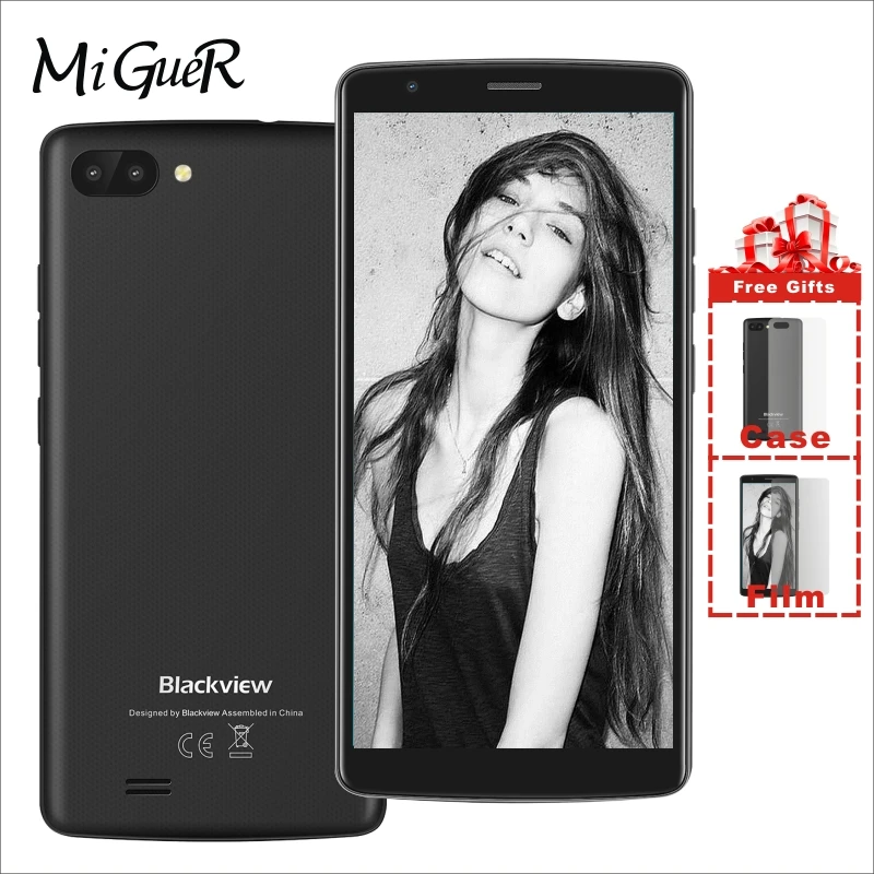 

Blackview A20 5.5 Inch 18:9 Mobile phone 1GB RAM 8GB ROM Android Go MT6580M Dual Rear Camera 5.0MP 3000mAh 3G Cellphone