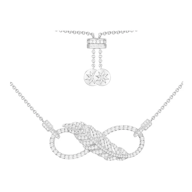 

UMGODLY Luxury Brand Feather Necklace Lucky 8 shape Charm Pendant Choker Micro Cubic Zirconia Stones Women Fashion Jewelry