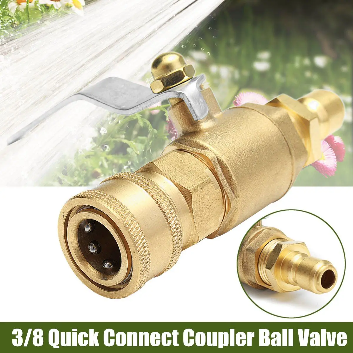 

1PC Durable 3/8 Quick Connect Coupler Ball Valve For Pressure Washer Car Way Cleaner