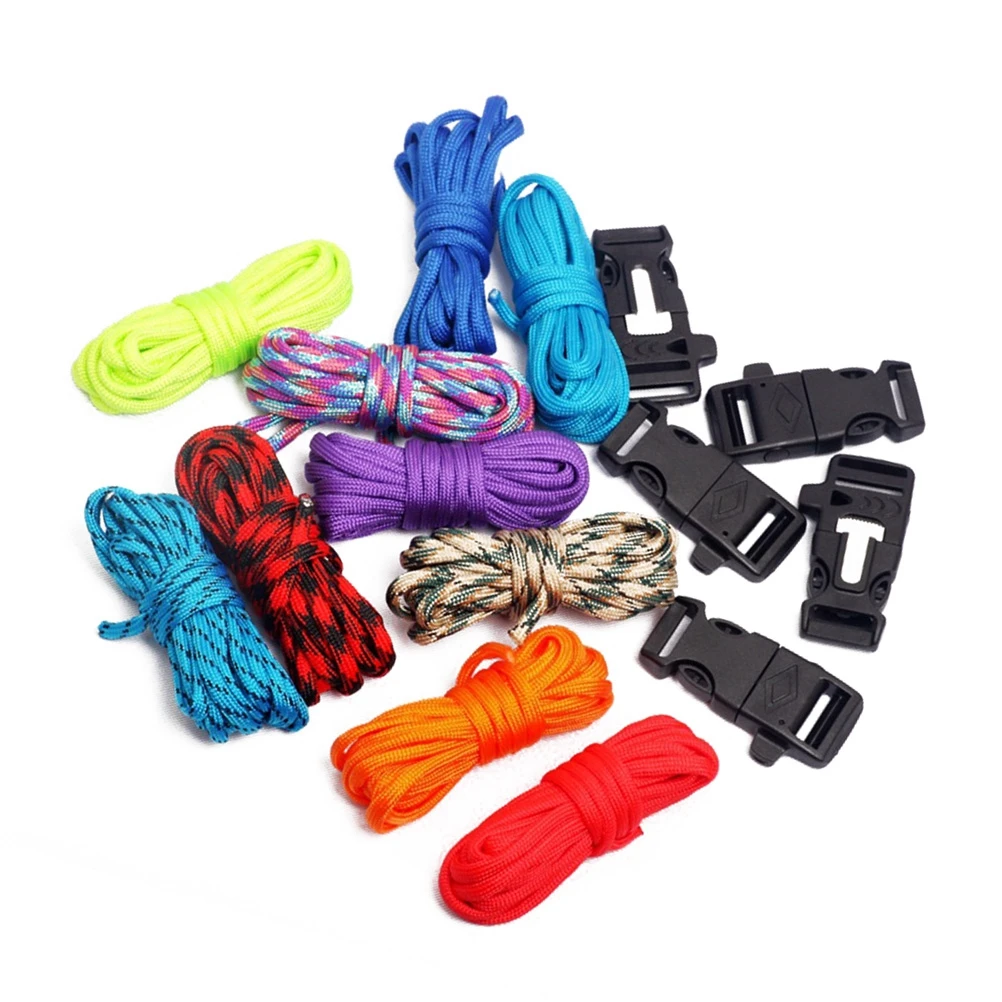 Paracord عدة مع أبازيم في الهواء الطلق الطوارئ بقاء دليل تجديل Paracord حبل النسيج حبل المظلة الحبل Paracord عدة مع أبازيم في الهواء الطلق الطوارئ بقاء دليل تجديل Paracord حبل النسيج حبل المظلة الحبل