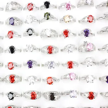 

Fashion Jewelry High Quality Mixed Color Size Zircon Rings For Women Valentine's Day Gift Free Shipping 100pcs/Lot