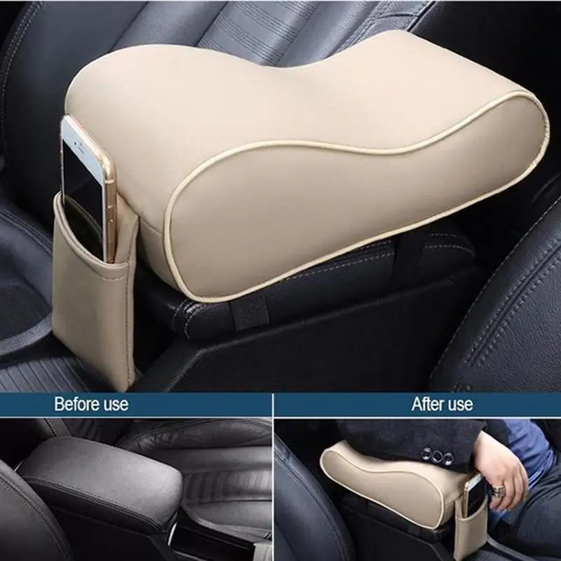 

Universal Armrest For Car Soft Leather Car Center Console Cushion Auto Armrest Pad Rest Pillow Mat Arm Rest Seat Box Pad 4 Color