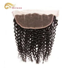 Onicca перуанские вьющиеся волосы фронтальное закрытие человеческие не Реми волосы уха до уха кружева фронтальное Закрытие 13x4 часть с волосами младенца