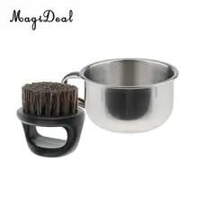 Мужская Парикмахерская кисточка для бритья щетины+ набор чаши из нержавеющей стали для бритья