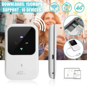 

4G LTE Mobile WiFi Wireless Router Hotspot LED Lights Supports 10 Users Portable Router Modem for Car Home Mobile Travel Camping