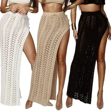 Карандаш для женщин юбка с дырками с высоким разрезом Сексуальная Пляжная макси юбка трикотажные длинные юбки женские юбки Mujer Moda