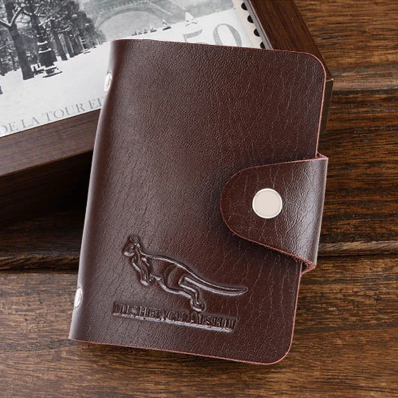 

Kangaroo Pattern Men's Wallet Portable 10 Slots Business Card Package Multifunction PU Leather Credit Card Holder Bus Card Case