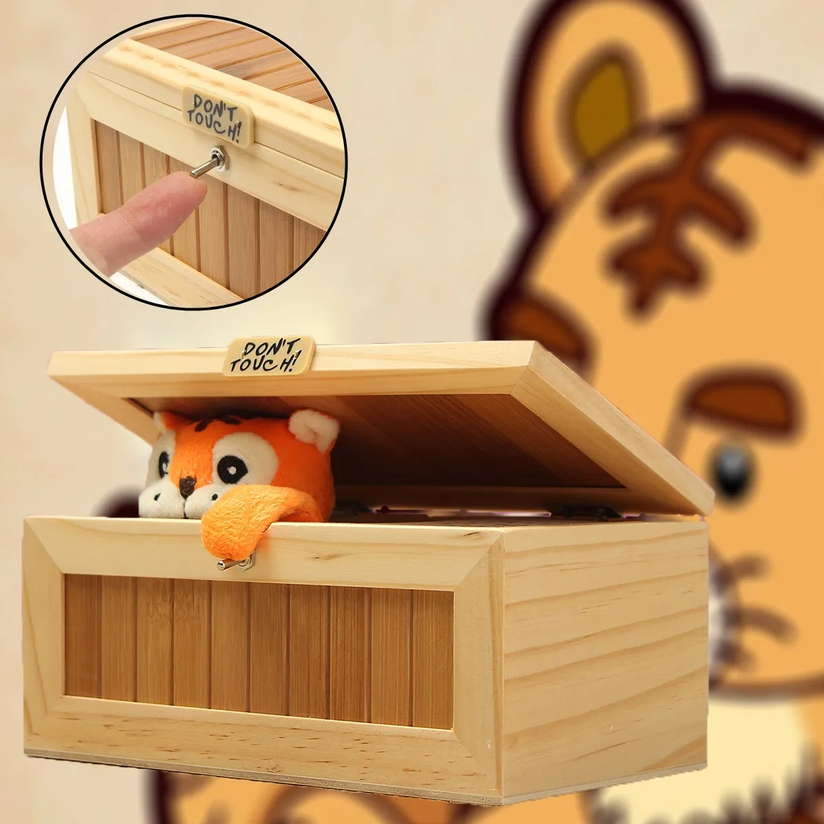 

Magic Interesting Fun Spring Box Toy Leave Me A lone Case Toys Funny Gimcrack With Machine Don 't Touch Tiger Toys Sound