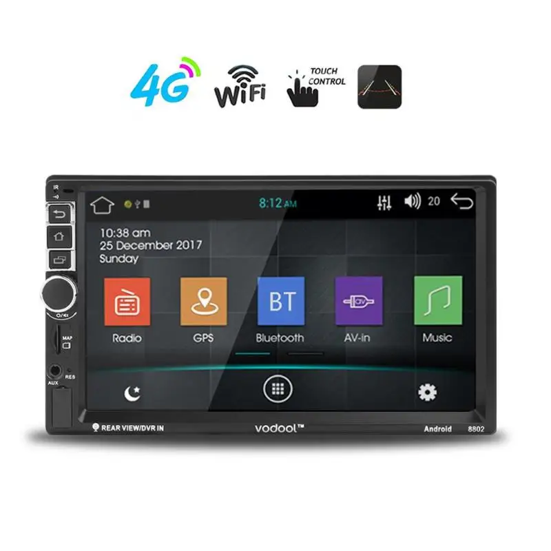 

VODOOL 7in Touch Screen 2Din Android Bluetooth Car GPS Navigator MP5 Player