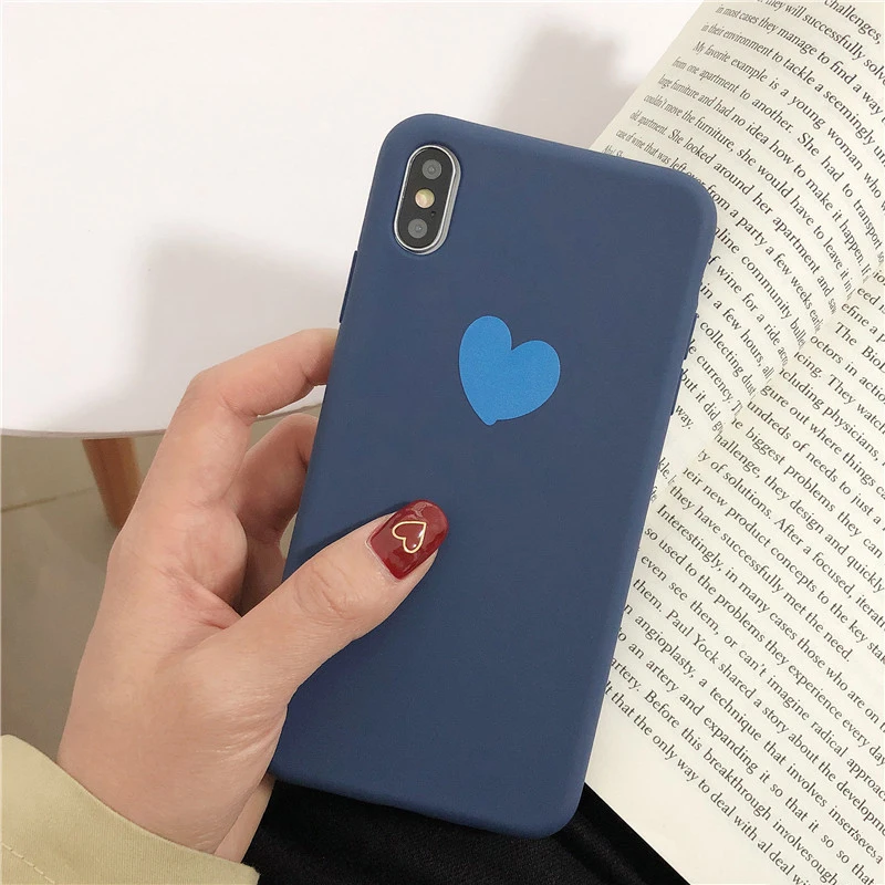 

Plain Love Heart Phone Case For iPhone X XS Max XR Soft TPU Silicon Back Cover for iPhone 6 6s 7 8 Plus 10 Protective Cases