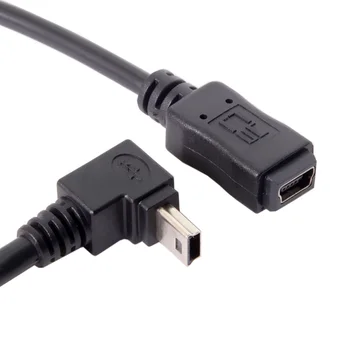 

10pcs/lot GPS Mini USB 5pin 90 Degree Up Direct Angled Male to Female Extension Cable 20cm
