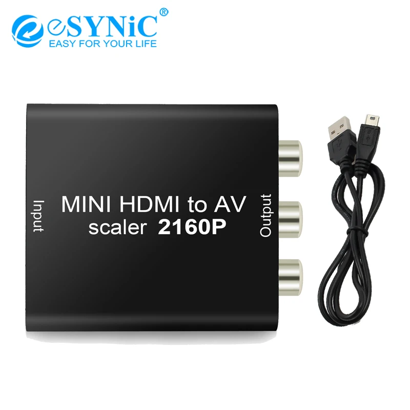 Esynic 192 кГц HDMI конвертер CVBS поддержка 4K x 2K в AV композитный адаптер Поддержка NTSC и PAL