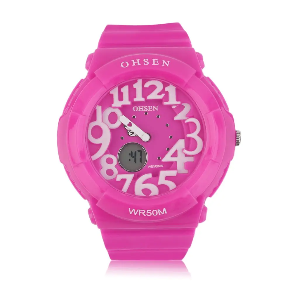 

Men's Women Kids LED Light Rubber Band Outdoor Sport Wrist Watch Waterproof