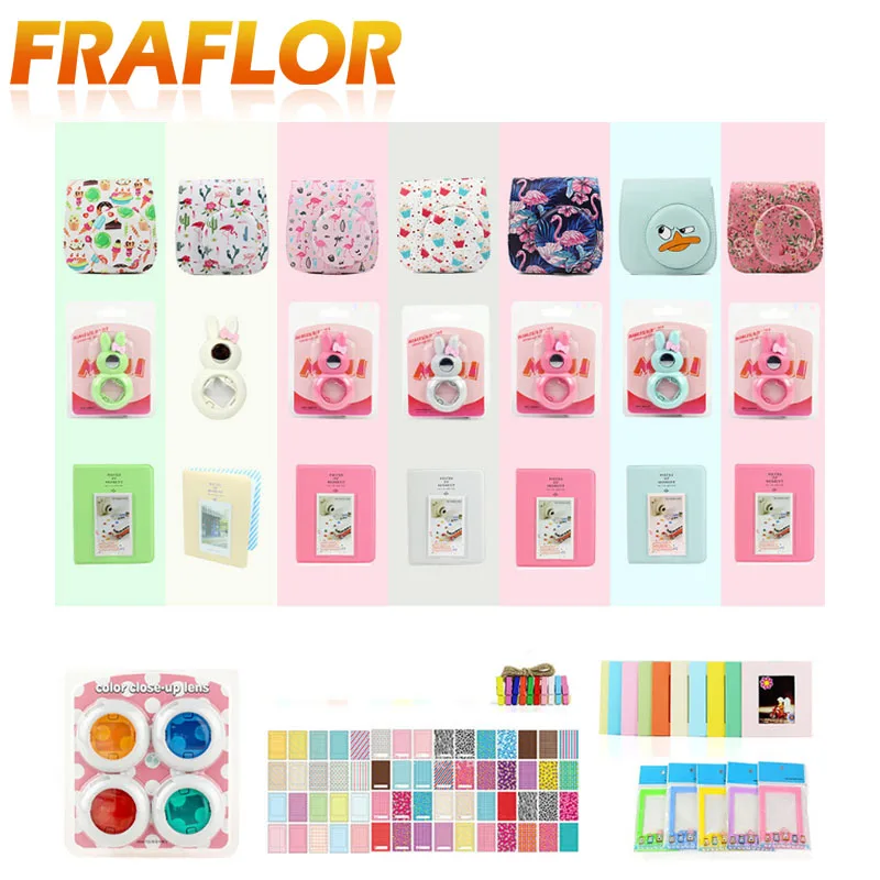 

Camera Accessories Bundle Kit For Fujifilm Instax Mini 9/8+/8 Include Case/Strap/Sticker/Selfie Lens/Album/Colourfull Filter