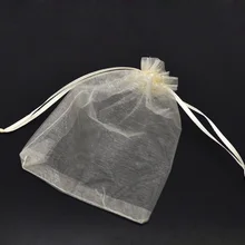 Бледно-желтого Цвета Drawable органза пакетик для свадебных подарков 16x13 см, 50 шт в наборе(B10906