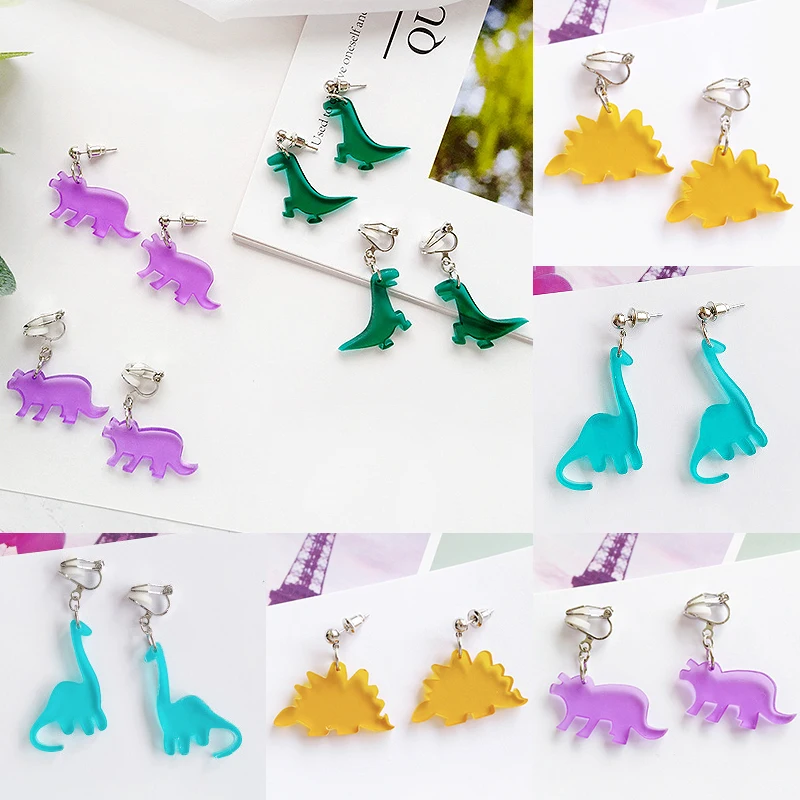

Ear Clip Party Cute Drop Earrings Wedding Dinosaur Exquisite Simple 2019 New Arrival Punk Seaside Exquesite Animal 1Pair Acrylic