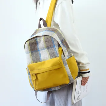 

New Canvas Fashion Plaid School Bags For Teenage Girls Travel Backpack Schoolbag Women Mochila Mujer Feminina Rugzak Bagpack Bts