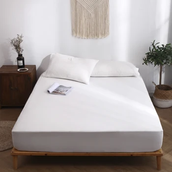 

High Quality Cotton White Fitted Sheet Sheets 30cm Height Modern Simple Style Bed Sheet Hot Selling Bed Linens 1PCS