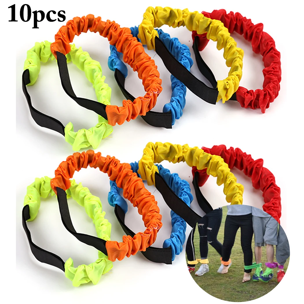 

10PCS 3-Legged Race Band Creative Elastic Tie Rope Race Band for Outdoor Game