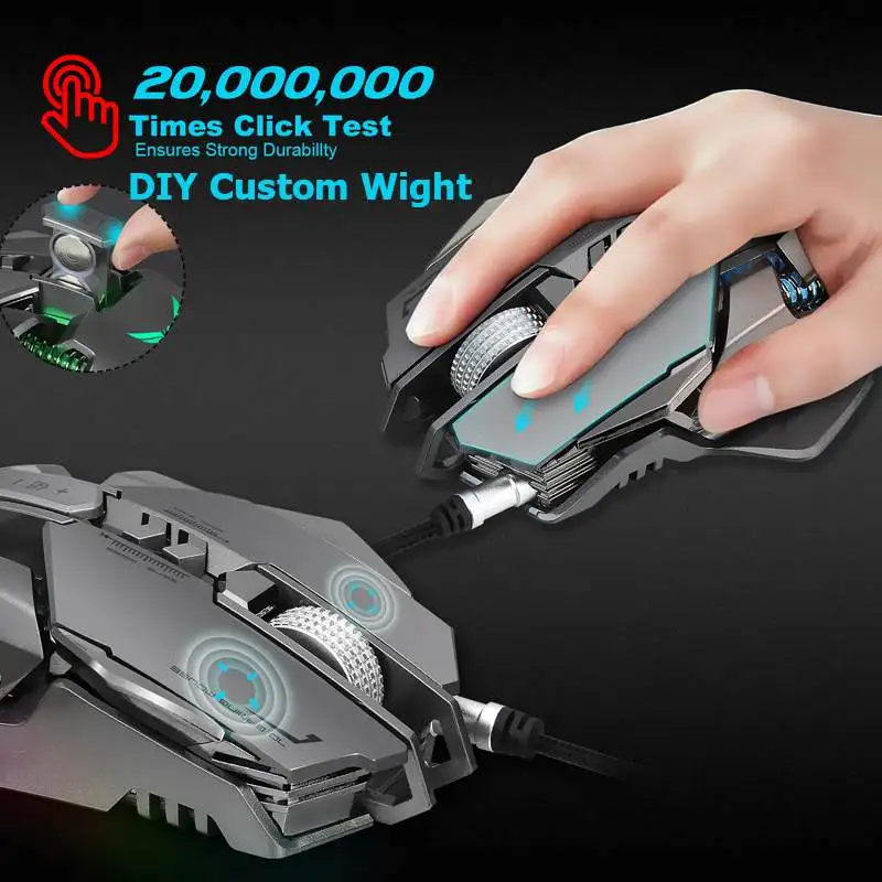 

Zeredate X300GY Mechanical Macros Define Gaming Mouse 250-4000 DPI 7 Keys USB Wired Optical Mouse