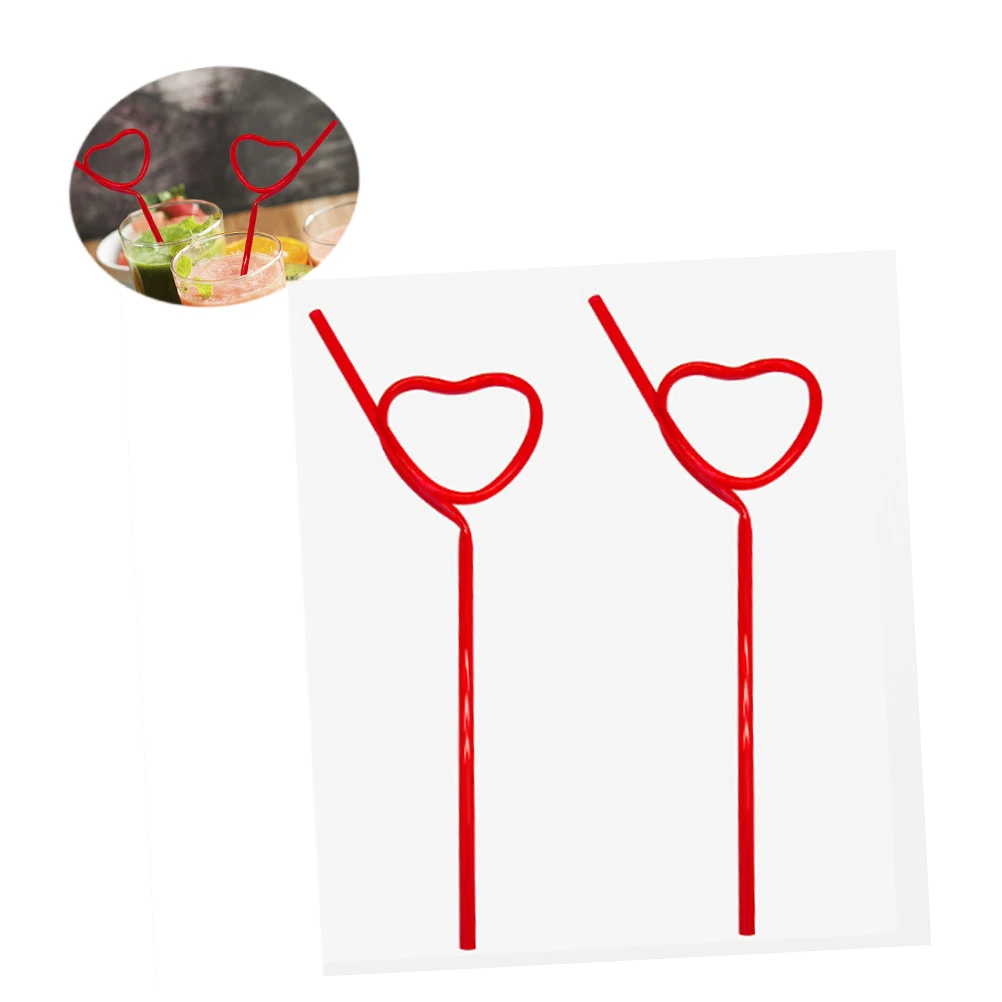 2 шт. В форме сердца Свадебная соломинка для коктейля соломенная пластиковая художественная жесткая палочка для коктейля бар для свадебной вечеринки(красный