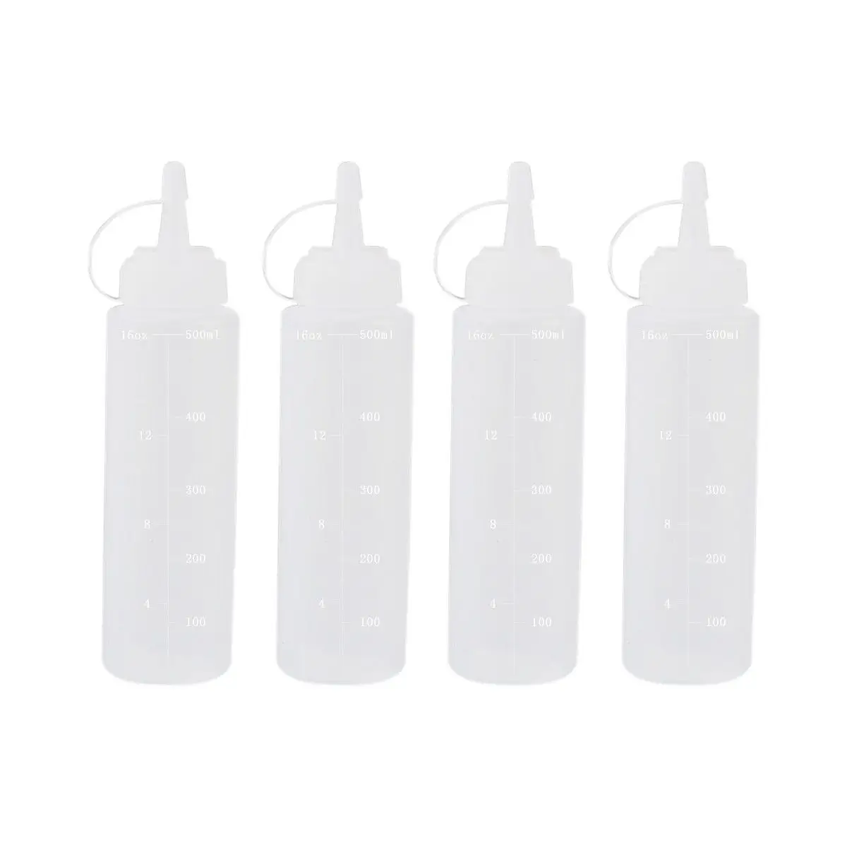 

SNNY NEW Plastic Squeeze Bottles, Natural Clear Plastic Bottles with Cap, Measurement for Dressings, Oil, BBQ, Kitchen, Liquid