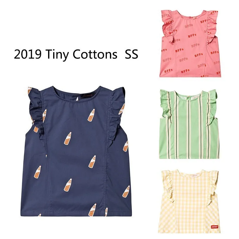 

Kids Shirts 2019 Tiny Cottons Brand Summer Girls Flying Sleeve Print Blouse Baby Children New Fashion Tops Tees Clothes