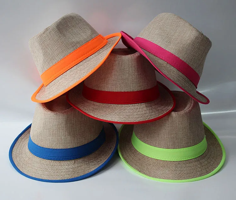 

10 pcs/lots Autumn Formal Hat Male Women's Linen Package Colour Bar Lovers Hat Outdoors Sandy Beach Hat