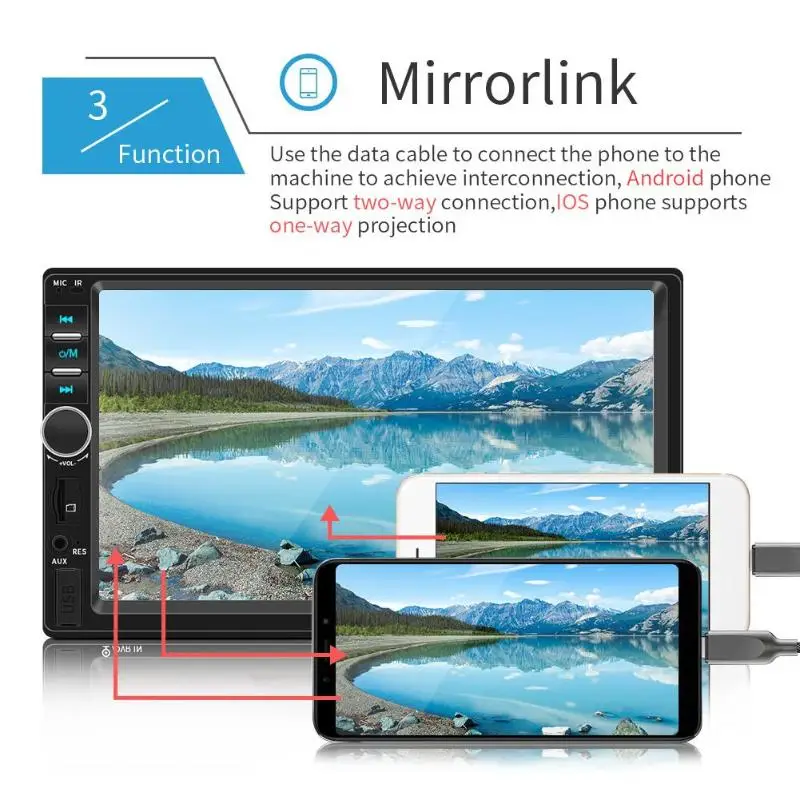 Автомобильный мультимедийный плеер VODOOL 2Din 7018B сенсорный экран 7 дюймов Bluetooth MP5 1080P