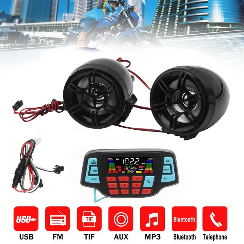 Водонепроницаемая аудиосистема на руль мотоцикла USB TF SD Bluetooth FM радио mp3 колонки